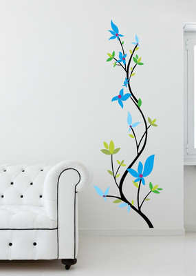 HAPPYSTICKY 120 cm Colorfull Flowers Removable Sticker(Pack of 1)