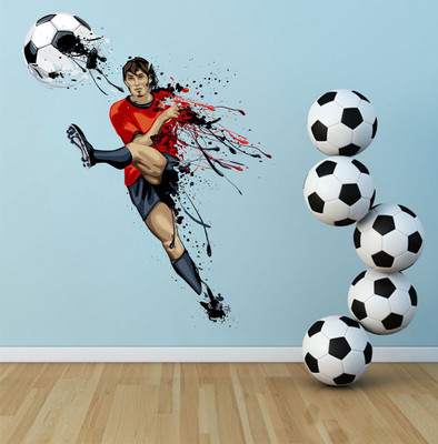 Wallzone 70 cm FootBall Player Removable Sticker(Pack of 1)