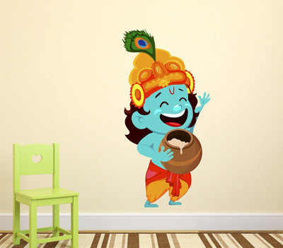 HAPPYSTICKY 100 cm Little Krishna Removable Sticker(Pack of 1)