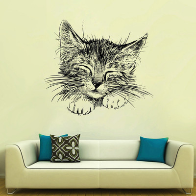 VCREATE DECOR 58 cm Cat Removable Sticker(Pack of 1)