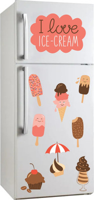 VCREATE DECOR 58 cm Icecream Fridge Removable Sticker(Pack of 9)