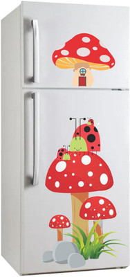VCREATE DECOR 58 cm Mushroom House Fridge Removable Sticker(Pack of 2)