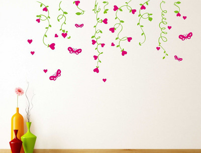 HAPPYSTICKY 120 cm Colorfull Flowers Removable Sticker(Pack of 1)