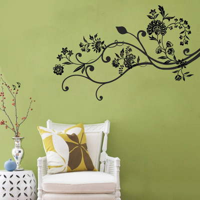 VCREATE DECOR 58 cm Tree Flower Removable Sticker(Pack of 1)
