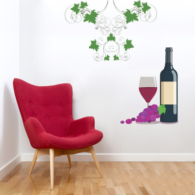 Divine studio 116 cm Wine Paint and Canvas(116 cm x 106 cm) Self Adhesive Sticker(Pack of 1)