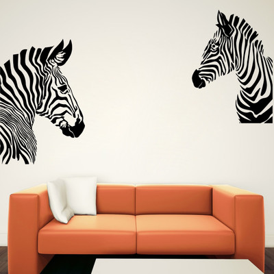 VCREATE DECOR 58 cm Two Zebra Removable Sticker(Pack of 2)