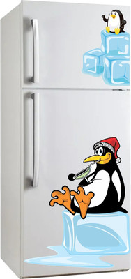 VCREATE DECOR 58 cm Ice & Penguin Fridge Removable Sticker(Pack of 2)