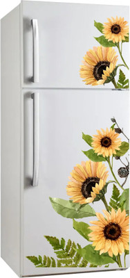 VCREATE DECOR 58 cm Sunflower Fridge Removable Sticker(Pack of 2)