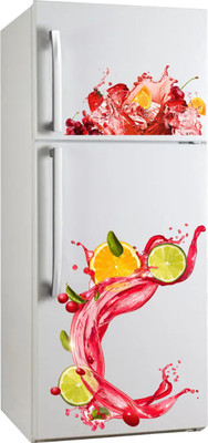 VCREATE DECOR 58 cm Fruit Splash Fridge Removable Sticker(Pack of 2)
