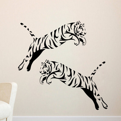 VCREATE DECOR 58 cm Tiger Removable Sticker(Pack of 2)