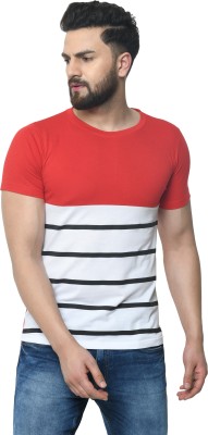 ODOKY Striped Men Round Neck Multicolor T-Shirt
