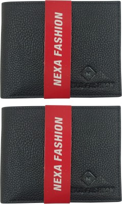 NEXA FASHION Men Casual Black Genuine Leather Wallet(3 Card Slots, Pack of 2)