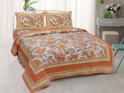 FABBON INDIA 280 TC Cotton King Jaipuri Prints Flat Bedsheet(Pack of 1, Multicolor)