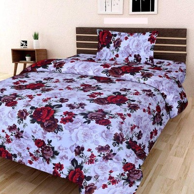 PRAZER 160 TC Cotton Single 3D Printed Flat Bedsheet(Pack of 1, Red)