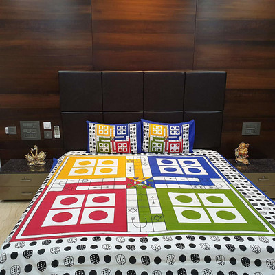 ADHARVE TRADING 144 TC Cotton Double Self Design Flat Bedsheet(Pack of 1, Multicolor)