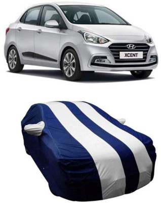 AASTER Car Cover For Hyundai Xcent (With Mirror Pockets)(White, Blue)