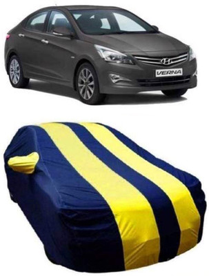 AASTER Car Cover For Hyundai Fluidic Verna (With Mirror Pockets)(Yellow, Blue)