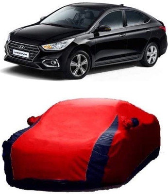 AASTER Car Cover For Hyundai Verna (With Mirror Pockets)(Red, Blue)