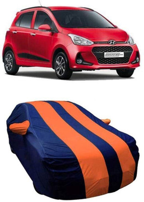 AASTER Car Cover For Hyundai Grand i10 (With Mirror Pockets)(Orange, Blue)