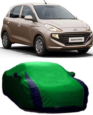 AASTER Car Cover For Hyundai Santro (With Mirror Pockets)(Green, Blue)