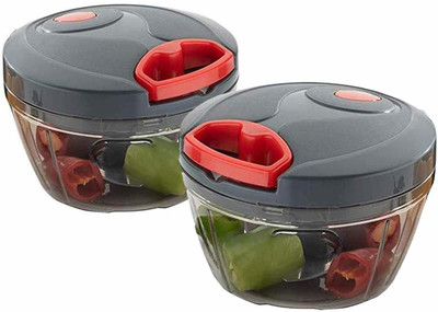 takdir enterprise Pack of 2 Handy mini chopper with 3 Stainless Steel blades Vegetable & Fruit Chopper(2 pcs Handy Mini Chopper, - 450 ml)