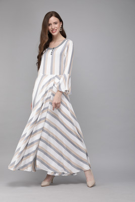 MIMOSA Women A-line White Maxi/Full Length Dress