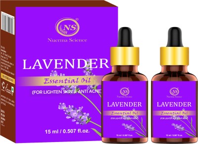 Nuerma Science Lavender Essential Oil (Pure & Natural) For Lighten Skin Tone & Treats Acne Problem, Aromatherapy, Body Massage (Pack of 2)(15 ml)