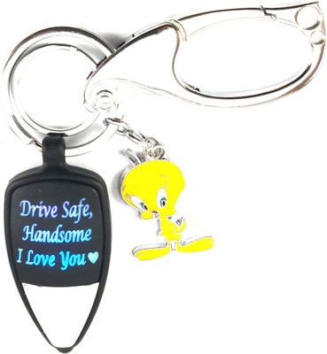 Isk silver Balt Hook Locking Drive safe Handsome Love massage multi color light reflection Key Chain