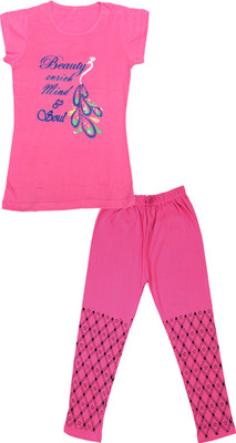 IndiWeaves Girls Casual T-shirt Capri(Multicolor)