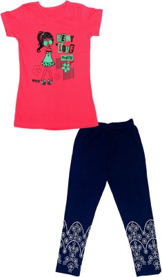 IndiWeaves Girls Casual T-shirt Capri(Multicolor)