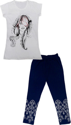 IndiWeaves Girls Casual T-shirt Capri(Multicolor)