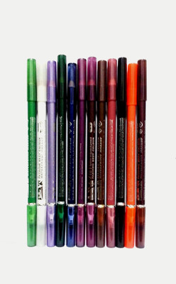 JGJ Davis 2 in 1 Eyeliner & Eye shadow Pencil & Lipliner & Lipstick Pencil Fasion Best Color Waterproof Makeup Back Point With Brush (Pack of 12 pcs)(ALL DIFFERENT COLOR)(METALLIC COLORS)