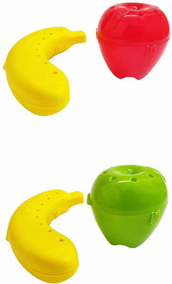 DOVEAZ 2 Fancy Banana & 1 RED Apple & 1 GREEN APPLE Cases 4 Containers Lunch Box(500 ml)