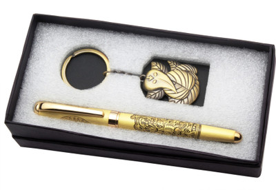 Ledos Lord Dancing Ganesha Special Edition Ballpoint Pen Golden Trims & Key Pen Gift Set(Pack of 2, Ink Color - Gold)