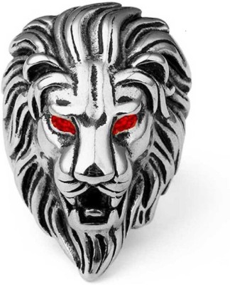 taringer LION RING Stainless Steel Silver Plated Ring