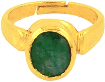 Takshila Gems Natural Emerald Stone Ring Lab Certified Adjustable Ring in Panchdhatu (5 Metals) (5.25 Ratti / 4.72 Carat) Panna Stone Ring Stone Emerald Ring