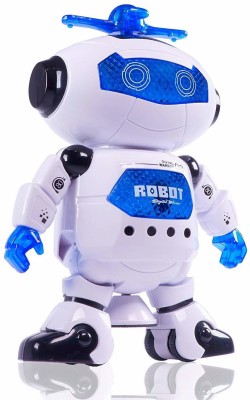 Desi Videsi 360 Degree Rotating Bot Robot | Comes with Colorful Lights and Music | Can Move Forward Backward | Turn Left Right | Ultimate Fun for Kids Dancing 3D Music Naughty Toy Boys Girls(White)