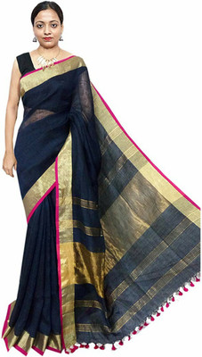 govind handloom Woven Bhagalpuri Linen Saree(Multicolor)