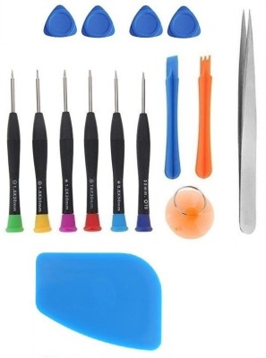 wroughton 9 in 1 Professional Mobile Repairing Tools With 4 Mobile opener and 1 Plastic Spudger for Mobile Screen and Battery Removal and 1 Stainless Steel Non Magnetic Tweezers- Straight Precision Screwdriver Set(Pack of 15)
