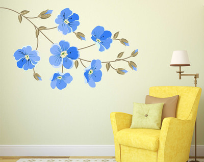 HAPPYSTICKY 120 cm Colorfull Flowers Removable Sticker(Pack of 1)