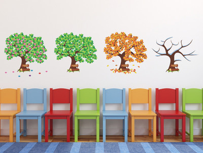 HAPPYSTICKY 250 cm Colorfull Tree Removable Sticker(Pack of 1)