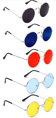 New Specs Round Sunglasses(For Men & Women, Black, Blue, Red, Yellow, Blue)