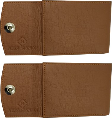 NEXA FASHION Men Casual Tan Artificial Leather Wallet(6 Card Slots, Pack of 2)