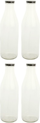 Goldstar Glass water Bottle + Milk 1000 ml Bottle(Pack of 4, Clear, Glass)