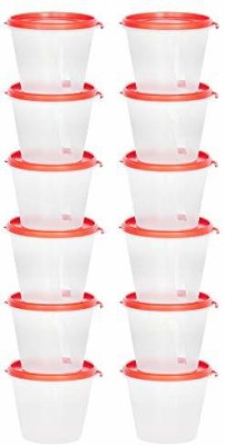 Cutting EDGE Plastic Grocery Container  - 1000 ml(Pack of 12, Clear, Red)