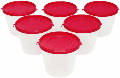 Cutting EDGE Plastic Grocery Container  - 1000 ml(Pack of 6, Clear, Maroon)