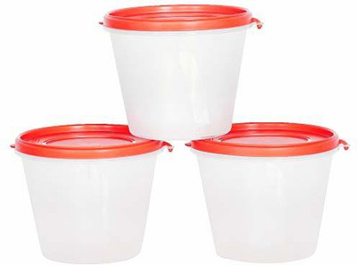 Cutting EDGE Plastic Grocery Container  - 1000 ml(Pack of 3, Clear, Red)