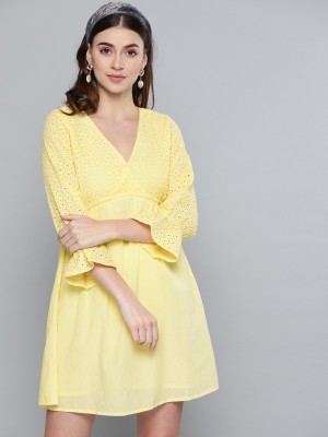 SASSAFRAS Women A-line Yellow Dress