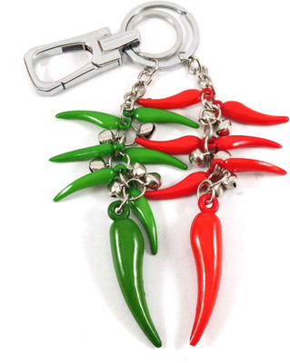 Isk Red And Green Chilli Plastic silver locking Key Chain