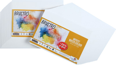 BRuSTRO Cold Pressed , 25 % cotton Sheets A5 200 gsm Watercolor Paper(Set of 2, White)
